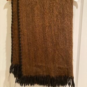 Argentina Alpaca Brown and Black Fringed Scarf